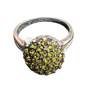 Peridot Cocktail Dome Ring by RS Covenant Rhodium Plated Sterling Silver Sz 6.25